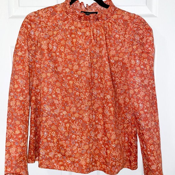 NEW Revolve House of Harlow 1960 Wallis Rust Patterned Long Sleeve Top - size XS - Picture 2 of 8